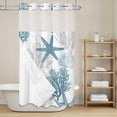 thumbnail image 6 of No Hook Shower Curtain with Snap in Liner, Marine Coral Starfish Ocean Shell Waterproof Fabric Bathroom Curtain Mesh Top Window, Underwater World Aqua Gray Shower Curtains 36x72in, 6 of 9