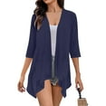 thumbnail image 6 of LIJCC Women'S Lightweight Cardigan 3/4 Sleeve Cardigan Lightweight Cardigans for Women 3/4 Sleeves Front Cardigan Boho Draped Ruffles Plus Size Knit Soft Cardigan, 6 of 6
