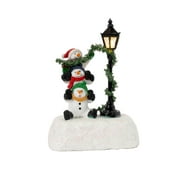 FG Square Snowman Stack Streetlamp Accessories Figurines | Christmas Village House Collection for Christmas Decorations and Gift | Multicolor with LED Lights