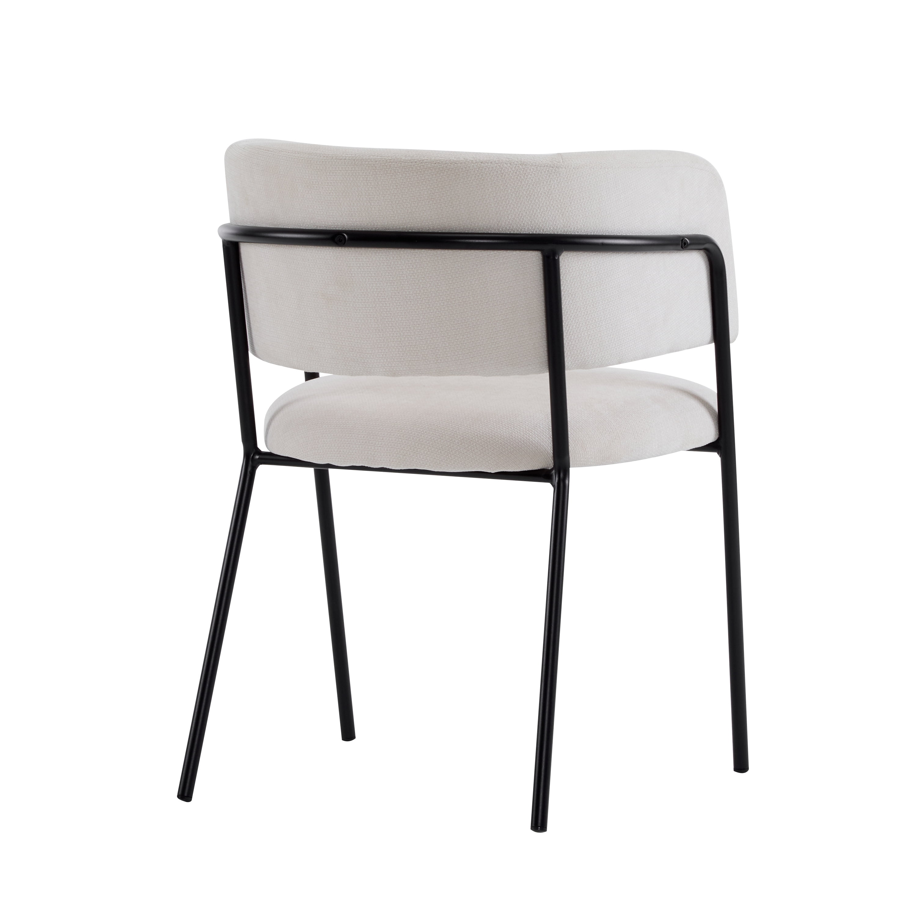 EUROCO Upholstered Dining Chairs Set of 2, Mid Century Modern Minimalist Accent Chair with Arms & Metal Legs for Kitchen Living Room,Beige