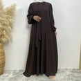 thumbnail image 2 of Elegant Dubai Swing Dress for Women Loose Fit Long Sleeve Round Neck Zipper Front Solid Color Abaya, 2 of 6
