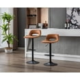 thumbnail image 5 of Guyou Modern Swivel Leather Bar Stools Set of 2, Adjustable Height Kitchen Island Chairs with Hollow Back, Coffee, 5 of 13