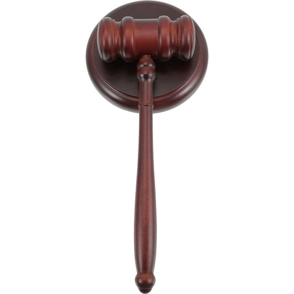 PBPBOX 1Set Portable Brown Wooden Gavel Judge Hammer for Auction Board President Use