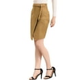 thumbnail image 4 of Allegra K Women's A-Line Front Slit Knee Length Wrap Faux Suede Skirt, 4 of 6