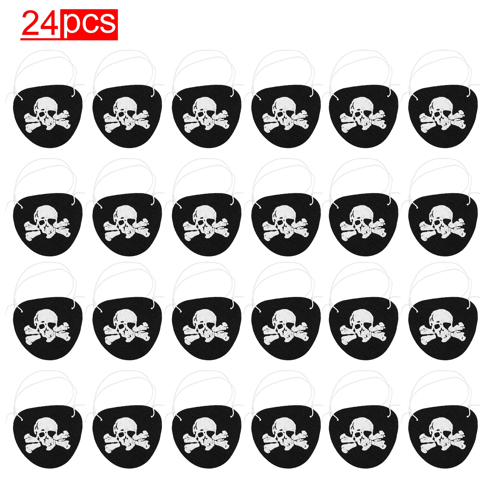 4 Pirate Treasure Children's Party Favours Loot Gifts Black Eye Patches Earrings 