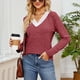 thumbnail image 5 of Sudadera con capucha para mujer,Blusa de mujer, camisa de manga larga con cuello redondo y botones, top informal de color liso, tela de rayón sintético, ideal para uso diario y en casa, sopatenor, 5 of 8