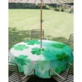 thumbnail image 3 of St. Patrick's Day Table Cloth Round Tablecloth, Watercolor Country Green Lucky Clovers Waterproof Wrinkleproof Table Cover with Umbrella Hole and Zipper for Party/Dining/Patio/Wedding 54 Inch, 3 of 9