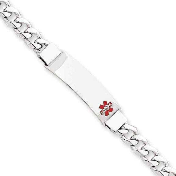 Primal Silver Sterling Silver Rhodium-plated Medical ID Curb Link Bracelet