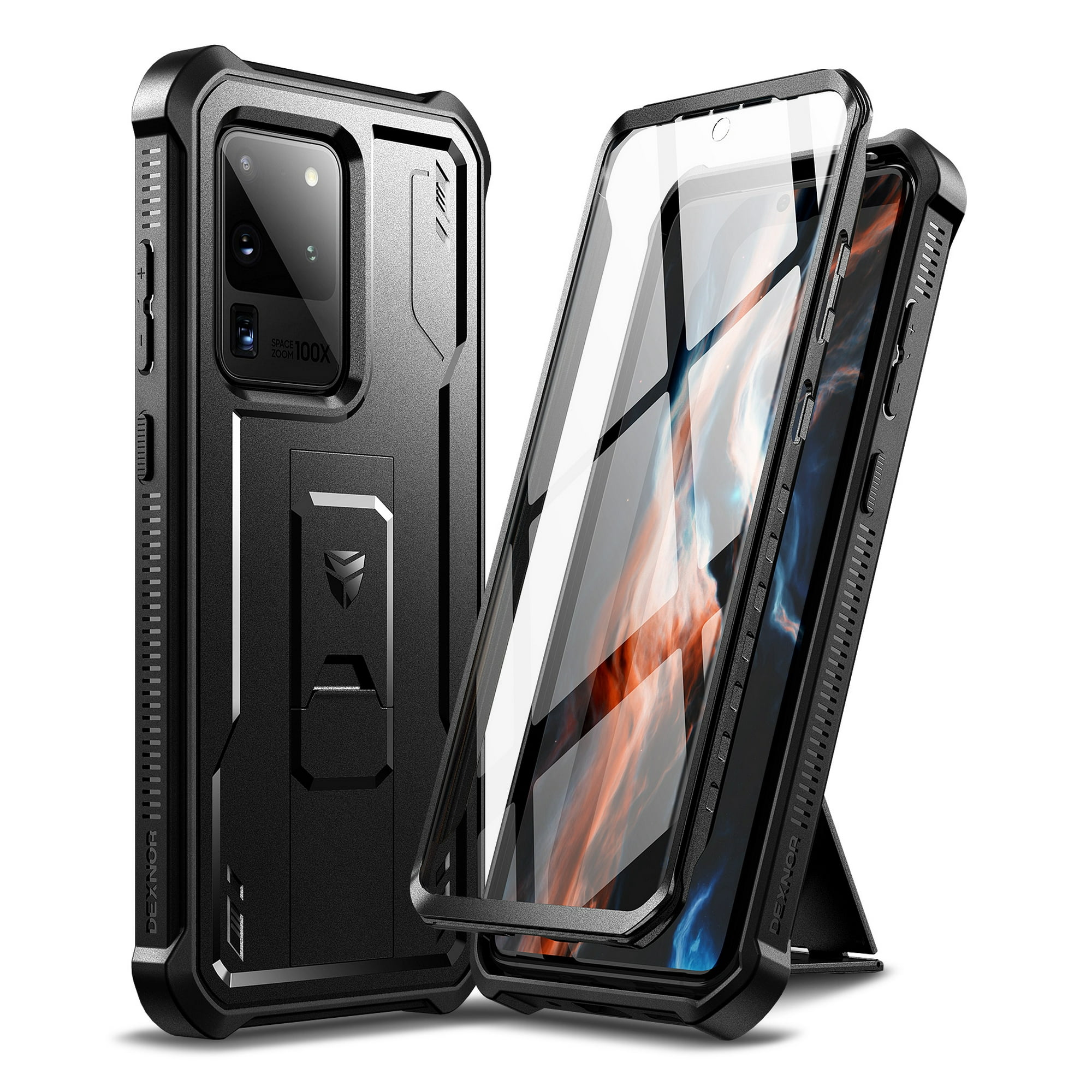 Dexnor Full Body Case for Samsung Galaxy S20 Ultra/6.9 inches, [Built in Screen Protector and Kickstand] Heavy Duty Military Grade Protection Shockproof Protective Cover for Galaxy S20 Ultra,Black