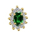 thumbnail image 2 of 0.3 Carat 6x4MM Oval Created Emerald and Diamond Earrings In 10k Yellow Gold, 2 of 7