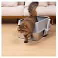 thumbnail image 6 of XL Stainless Steel Cat Litter Box with Lid & Mat, Extra Large High Sided Metal Pan - Easy Clean, Odor Control for Multiple Cats, Maine Coon Approved, 6 of 7