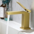 thumbnail image 2 of Single Handle Deck Mounted Bathroom Sink Faucet in Brushed Gold with 6-inch Cover Plate, 2 of 5