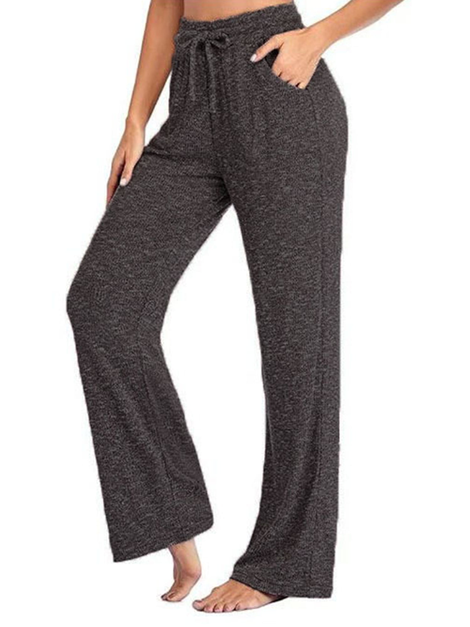 Ekouaer Plush Lounging Pajama Pants with Pocket Active Sweatpants Drawstring Waist Workout Jogger Pants 