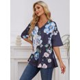 thumbnail image 5 of Lumento Women Long Sleeve Flare Tunic Tops 3/4 Sleeve Shirts Floral Print Vintage Flowy Shirts Ladies Tunics Blouse, 5 of 9