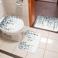 thumbnail image 5 of Summer Leaf Bathroom Rugs Set Blue Plant Eucalyptus Leaf Watercolor Non Slip Absorbent Soft Bath Mats 3 Piece Set with Bathroom Rug, U-Shaped Floor Mat, Toilet Seat Cover Small Size, 5 of 9