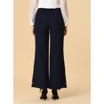 thumbnail image 4 of Allegra K Pantalones Largos Rectos De Trabajo Con Dobladillo Con Abertura Y Botones Para Mujer Azul marino oscuro L, 4 of 5