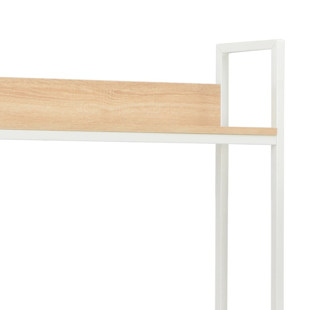 Kepooman Home Office Industrial PC Study Writing Working Table, 47.2" x 8.3" x 24.8", White + Oak Kepooman Home Office Industrial PC Study Writing Working Table, 47.2" x 8.3" x 24.8", White + Oak