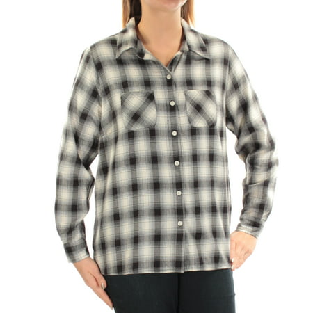 UPC 706257000069 product image for STYLE & CO Womens Black Cuffed Collared Button Up Top Plus  Size: 0X | upcitemdb.com