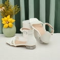 thumbnail image 6 of Zshosam Kids Heels Girls Sandals Low Heel Dress Pump Ankle T Strap Flower Shoes Toddler Little Kid Big Kid Size 4,(White Big Kids 4), 6 of 9