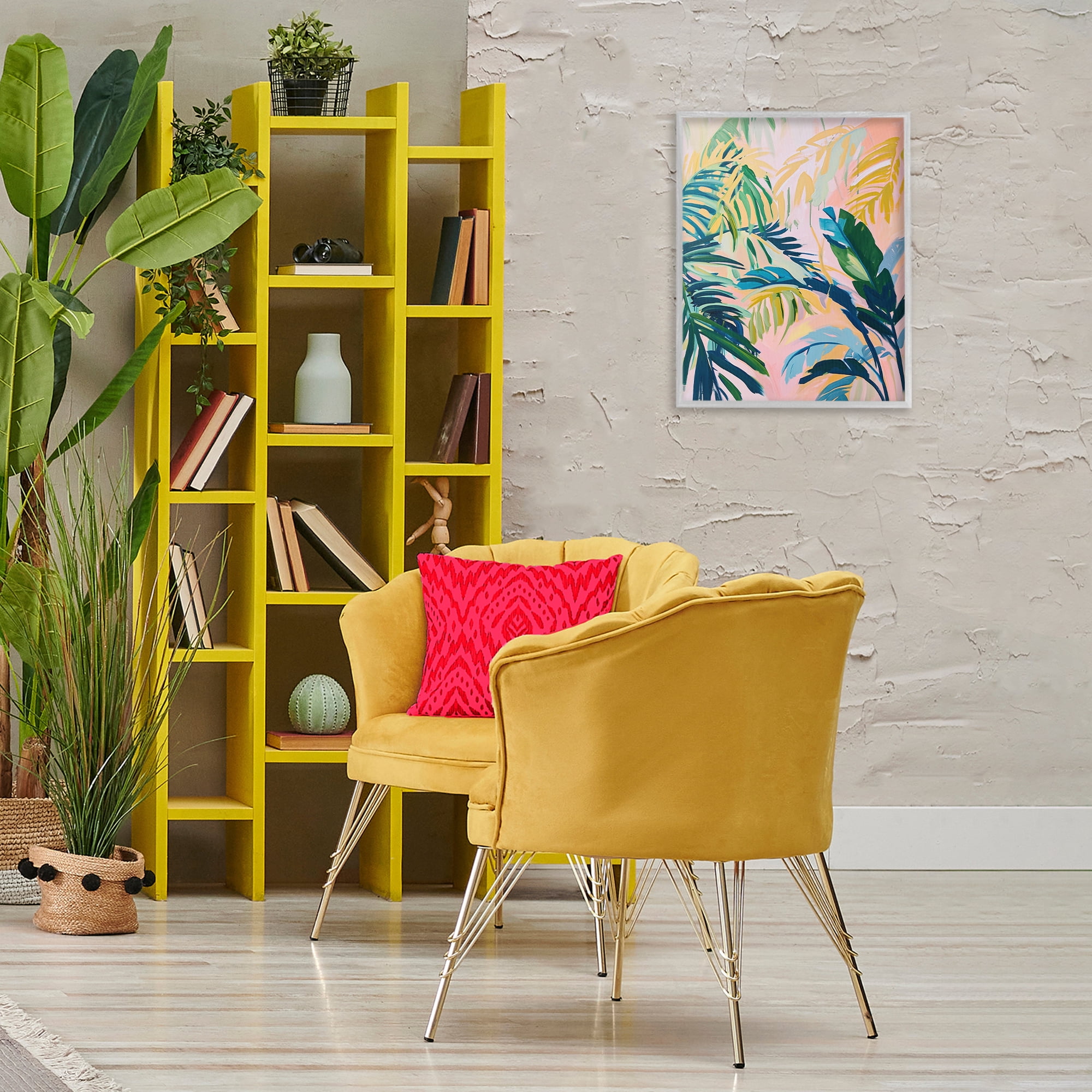Stupell Industries Tropical Leaf Impressions Botanical & Floral Painting Gray Framed Art Print Wall Art, 16 x 20