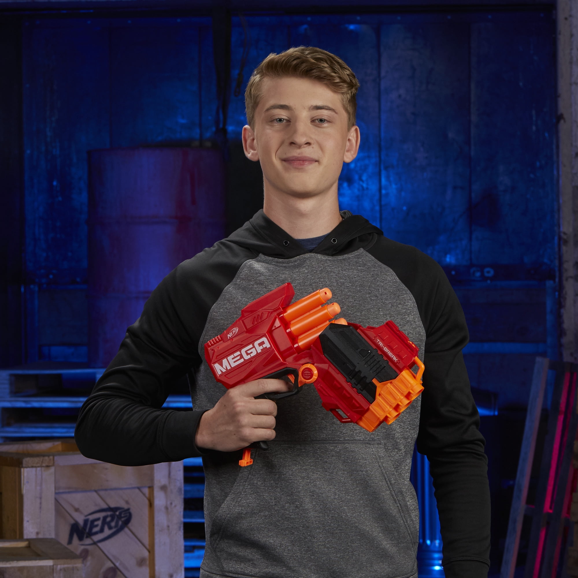 Nerf MEGA Tri-Break Preto - Laranja e Vermelho - Outros Jogos ao