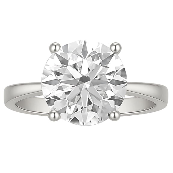 Solitaire 4Ct Round Cut Engagement Ring for Women Sterling Silver 8A CZ Ginger Lyne Collection - 9,Silver