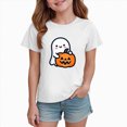thumbnail image 2 of CAUYDY Halloween Pumpkin Ghost Graphic Pajamas for Kid Girls Short Sleeve Shirt Kids Cute Casual Sleepwear Top Sizes 2-3 Years, 2 of 6