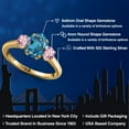 thumbnail image 2 of Gem Stone King 2.00 Ct London Blue Topaz Pink Lab Grown Diamond 18K Yellow Gold Plated Silver Ring, 2 of 6