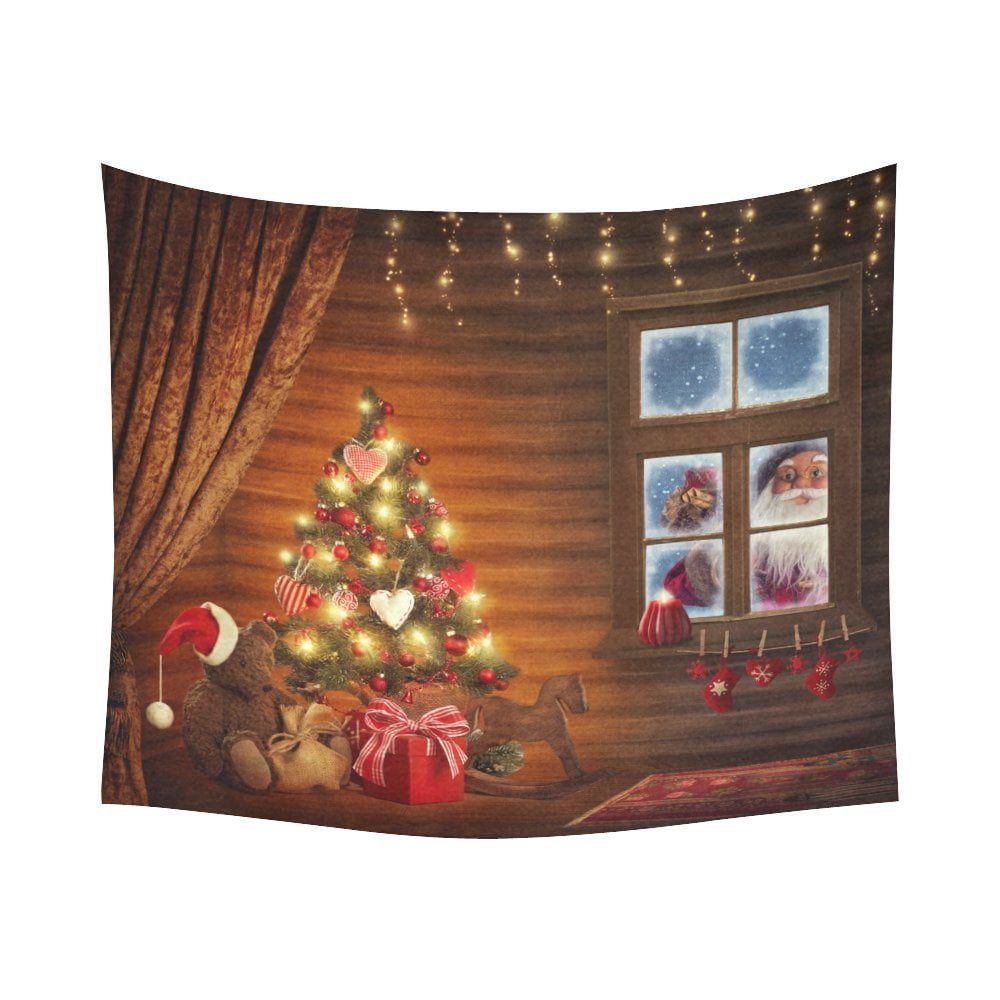 GCKG Festival Christmas Pine Tree Tapestry Horizontal Wall Hanging