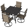 thumbnail image 7 of LOGYAT 5-Piece Weatherproof Patio Dining Set, 4 Padded Textilene Swivel Rocking Chairs, Black Slat Metal Table with Umbrella Hole, Rustproof Heavy-Duty Furniture for Porch, Deck, Backyard, 7 of 7