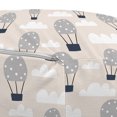 thumbnail image 3 of Cartoon Pouf Cover with Zipper, Cheerful Hot Air Balloons Floating on Cloudy Sky, Soft Decorative Fabric Unstuffed Case, 30" W X 17.3" L, Pale Grey Champagne, by Ambesonne, 3 of 5