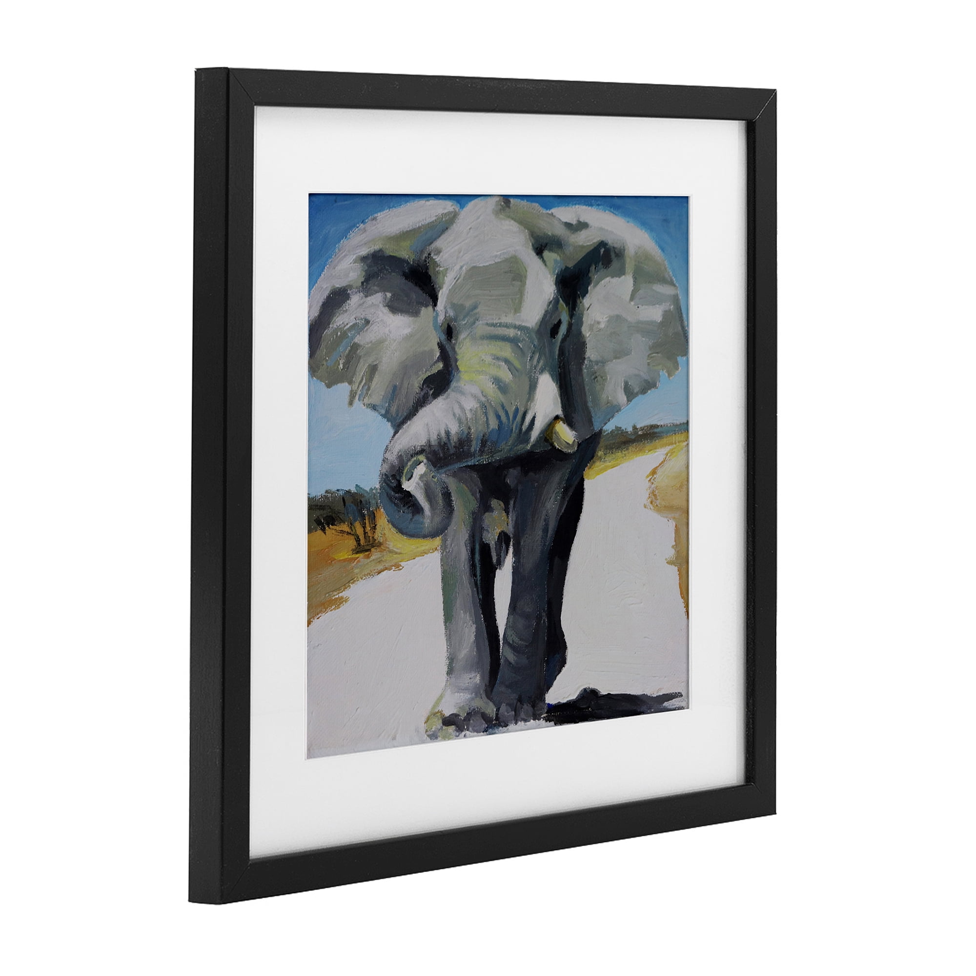 Stupell Industries Majestic Elephant on Path Black Framed Print Under Glass, design by Violeta Vollmer