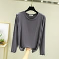 thumbnail image 2 of SELONE Long Sleeve Undershirt for Women Thermal Shirt Crewneck Tops Soild Tight Winter Underwear Clothes Green, 2 of 3