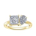 thumbnail image 1 of 1.00 Carat Excellent Princess & Pear Cut Natural Diamond Beautiful Bridal Two Stone Ring for Bride Solid 14K Yellow Gold Size 5, 1 of 8