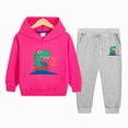 thumbnail image 2 of Zuwimk Toddler Boy And Girls Clothes Long Sleeve Hooded Pullover Graphic Print Sweatshirt + Pants 2pcs Fall Winter Outfit Set(T026-Hot Pink), 2 of 5