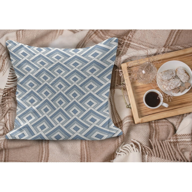Blue And White Geometric Squares Decorative Throw Pillow Cover Blue And White Geometric Squares Decorative Throw Pillow Cover