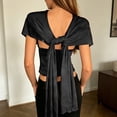 thumbnail image 4 of Adjustable Strap Knotted Backless Tank Top Casual Slim Fit Sleeveless Shirt for Women Daily WearBlackOne Size, 4 of 5