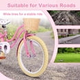 thumbnail image 3 of Dolonm 20" Kids Bike for Ages 7-10, Lightweight High-Carbon Steel Frame Cruiser Bike, Girls Bicycle with Wicker Basket & Rear Seat, No Training Wheels, Pink, 3 of 7