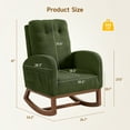 thumbnail image 3 of Solid Wood Rocking Nursery Glider - Plush Teddy Fabric, High Back Nursing Chair (Green), 3 of 7
