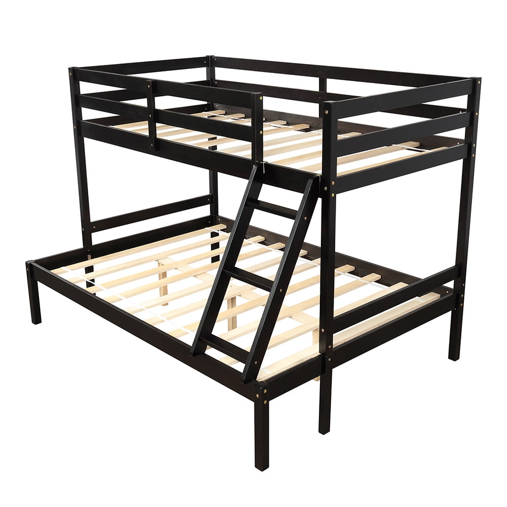 Kepooman Twin over Full Solid Wood Bunk Bed with Ladder for Bedroom Dorm, 79.5"L x 56.9"W x 59"H, Espresso Kepooman Twin over Full Solid Wood Bunk Bed with Ladder for Bedroom Dorm, 79.5"L x 56.9"W x 59"H, Espresso