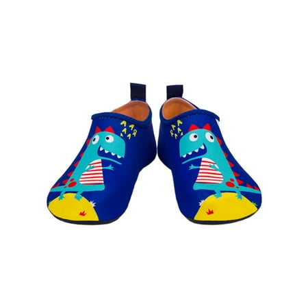 

Rotosw Children Beach Shoe Slip On Water Shoes Barefoot Aqua Socks Anti-Slip Quick Dry Flats Exercise Casual Blue Dinosaur 4C-4.5C
