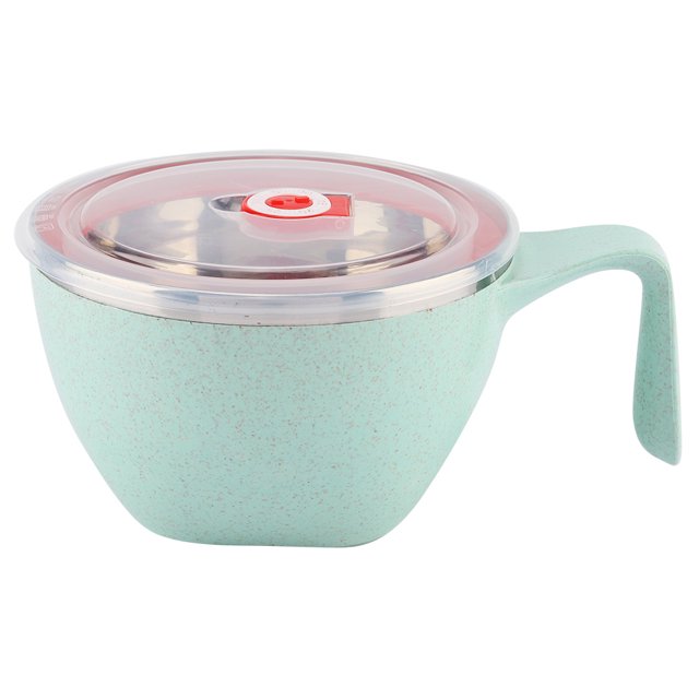 Recipiente para comida y fruta de cocina para el hogar Tazón de sopa de fideos de acero inoxidable verde con tapa