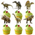thumbnail image 1 of Juego de adornos para tartas CUXING, decoración de cumpleaños con dinosaurios, 48 unidades, 1 of 7