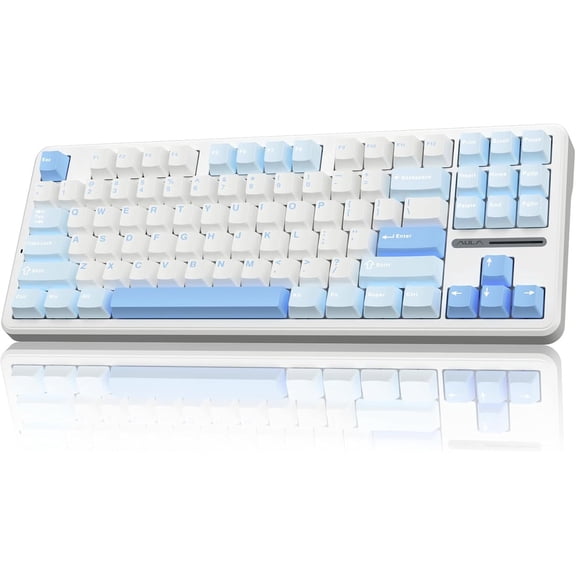 Restored AULA F87 Wireless Mechanical Keyboard, 75% TKL Custom Hot Swappable Gaming Keyboards with PBT Keycaps, Pre-lubed Greywood Switches, RGB Backlit Creamy Keyboard (Refurbished)
