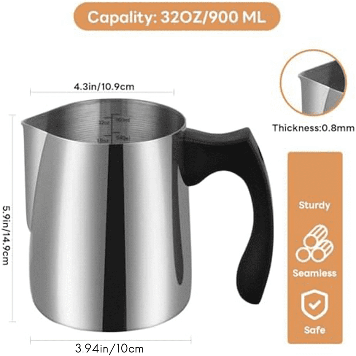 2X Candle Pouring Pot, 32 Oz Wax Melting Pot, 900Ml Candle Pouring Pitcher, Stainless-Steel Candle Making Kit
