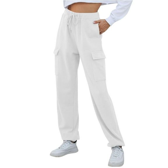 vdgthytj Women's Sweatpants Casual High-Waisted Solid Color Trousers Loose Comfy Drawstring Pants with Pockets