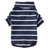Moocorvic Dog Pullover Shirt High Collar Coat with Stripes for Small Medium Dogs, Pet Puppy Pajamas Cat Clothes for Indoor Outdoor Play(Blue,S)