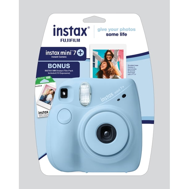 Fujifilm INSTAX Mini 7+ Instant Camera, Light Blue, Blister Bundle