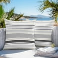 thumbnail image 3 of Outdoor Waterproof Throw Pillow Covers Set of 2 Beige Grey Stripes Decorative Pillowcases Square Outdoor Pillows Cushion Case 18x18 Inch Simple Geometric Striped Patio Pillows for Couch Sofa Bed, 3 of 9