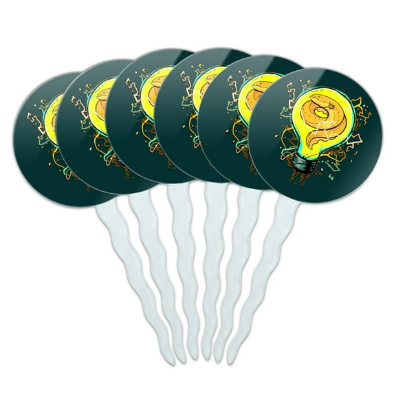 Electric Eel In Light bulb With Electricity Cupcake Picks Toppers Decoration Set of 6